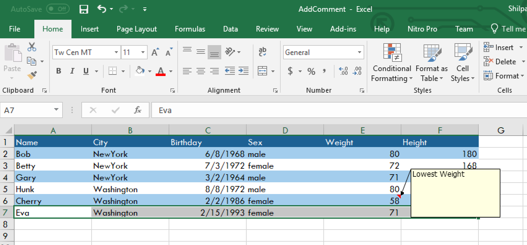 Add comments to your spreadsheets