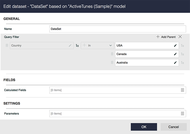 Smart filters added to semantic datasets
