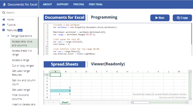 Java Spreadsheet API demo