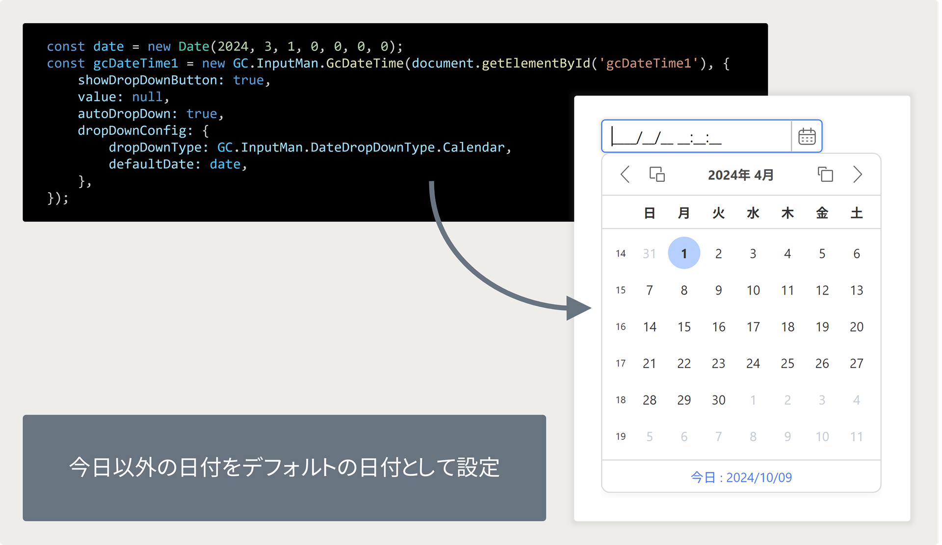 デフォルトの日付の設定