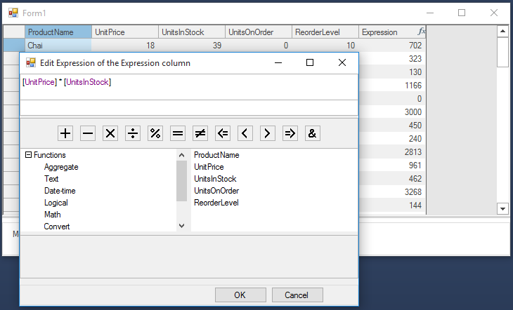 Expression Editor in WinForms, WPF, UWP